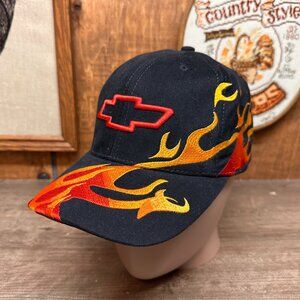 Y2K Chevy Chevrolet Bowtie Flames Snapback Hat Cap Racing Flame NWOT